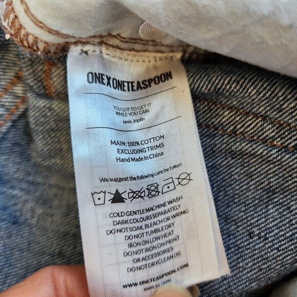 One x One Teaspoon Freebird Distressed Painted Rigid Skinny Jeans Ankle-Zip - Picture 11 of 13